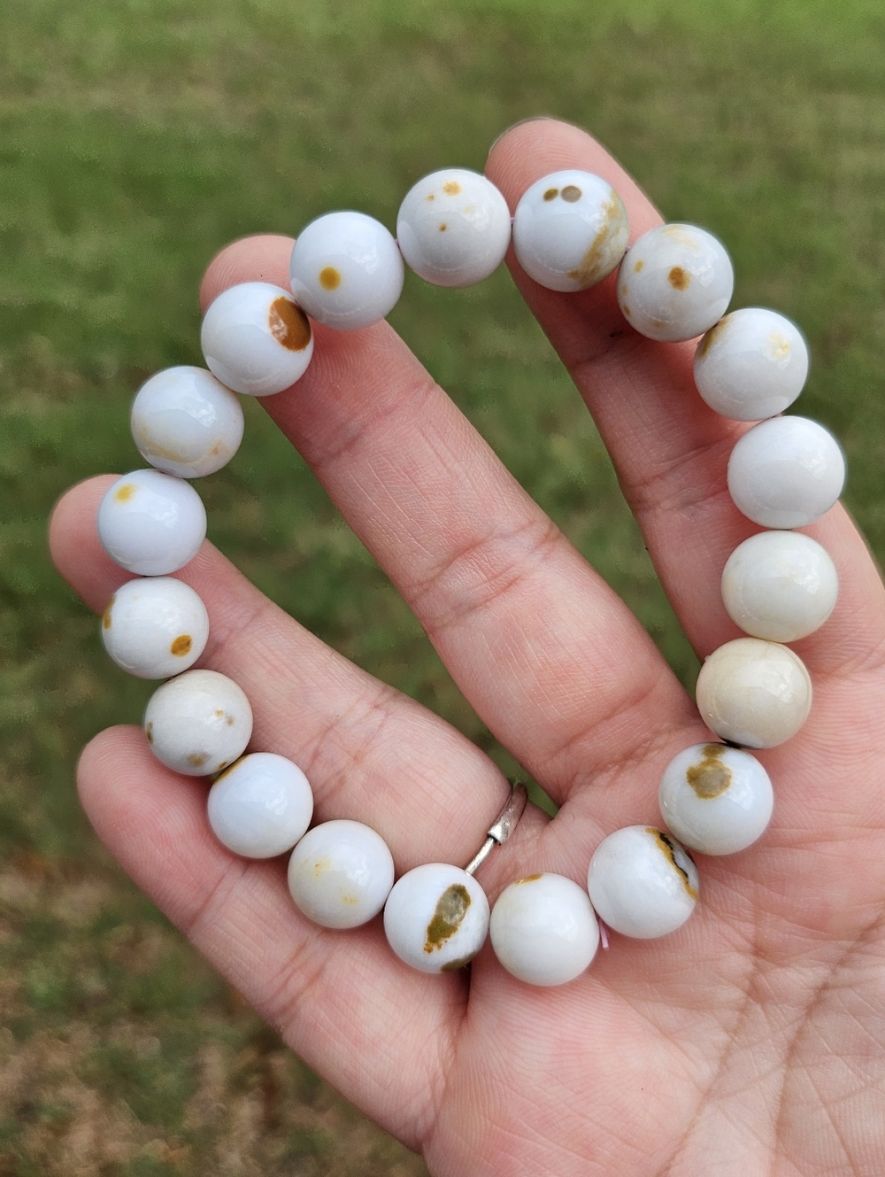 white ocean jasper bracelet 10mm